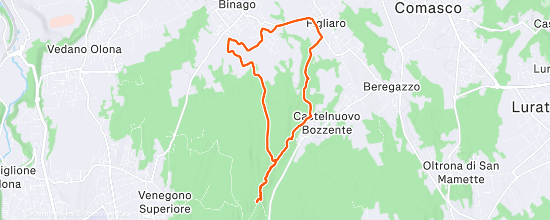 Map of the activity, Sessione di trail running mattutina