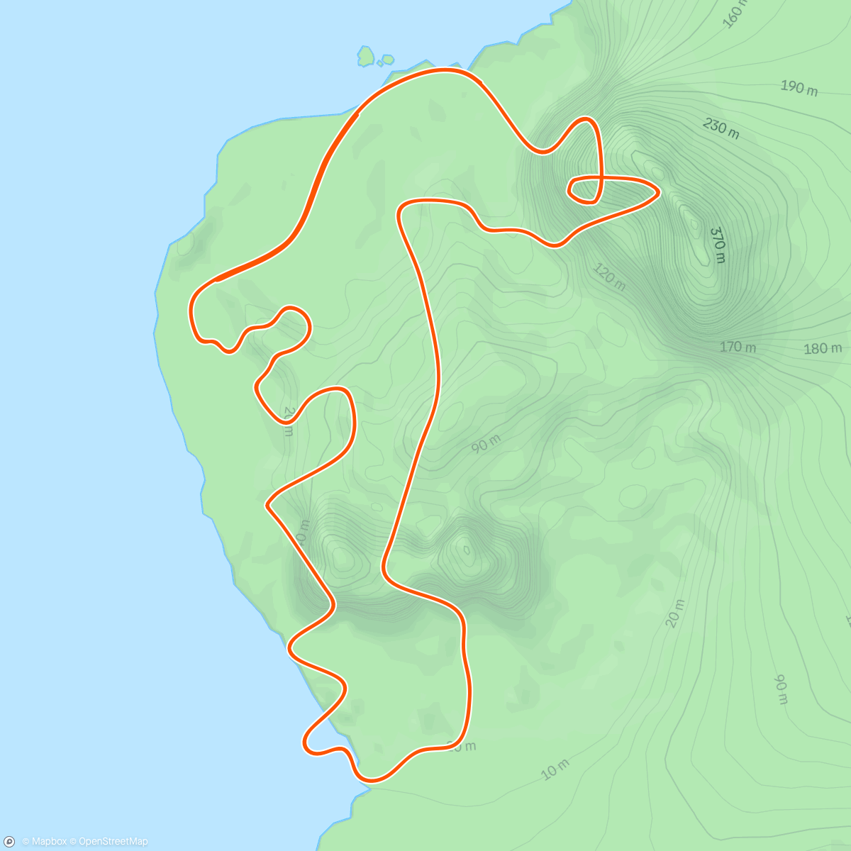 Mapa da atividade, Zwift - Two Bridges Loop in Watopia