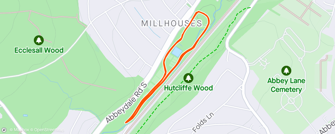 Map of the activity, Millhouses parkrun