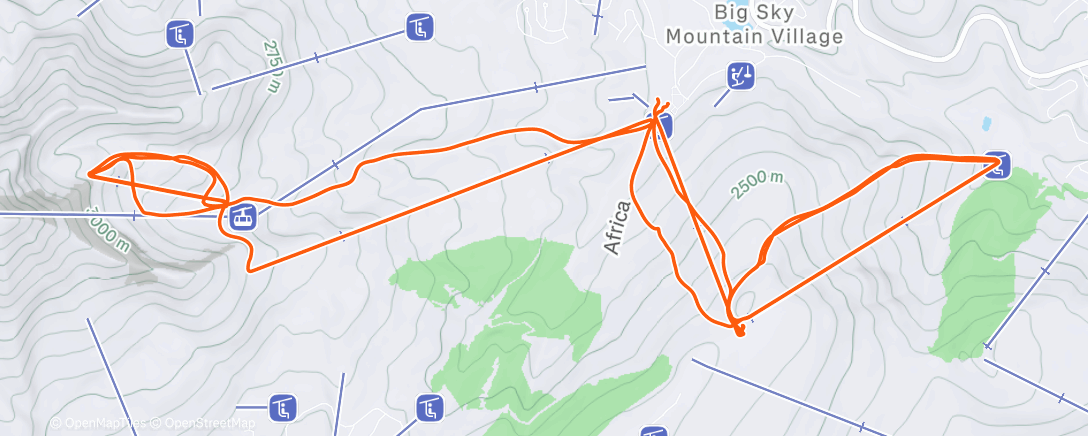 Map of the activity, Big Sky