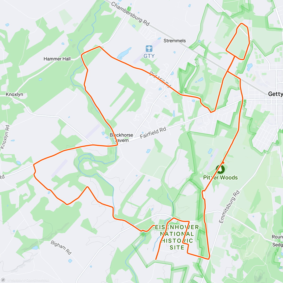 Map of the activity, Battlefield ride, Gettysburg