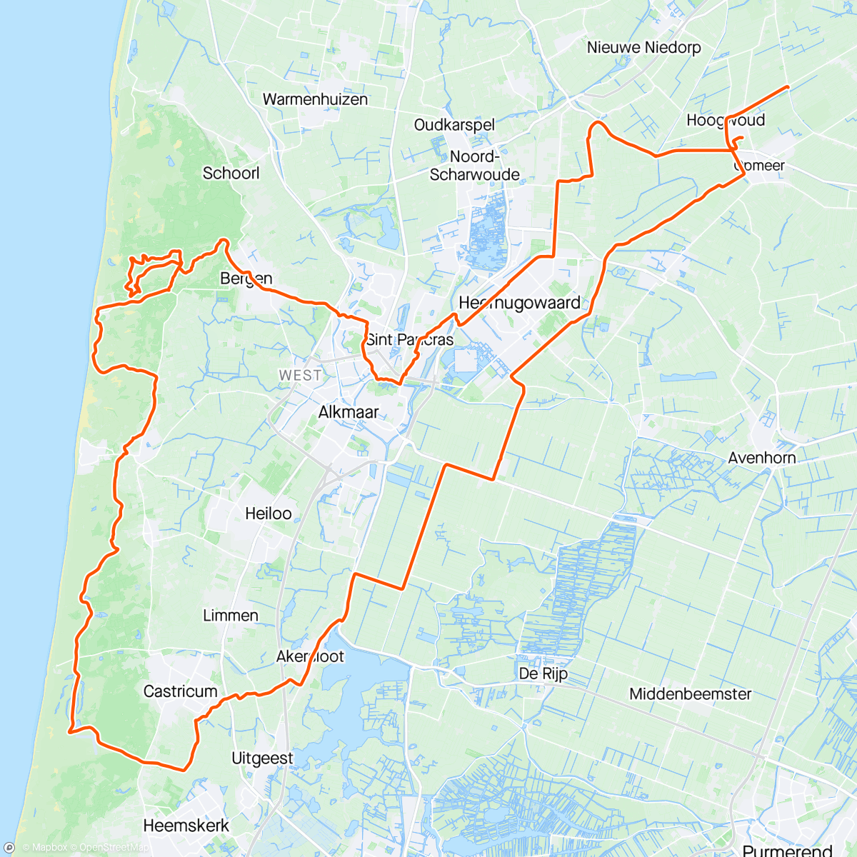Map of the activity, Ritje rond Alkmaar