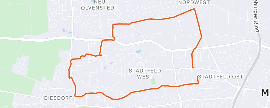 Map of the activity, Lauf am Abend