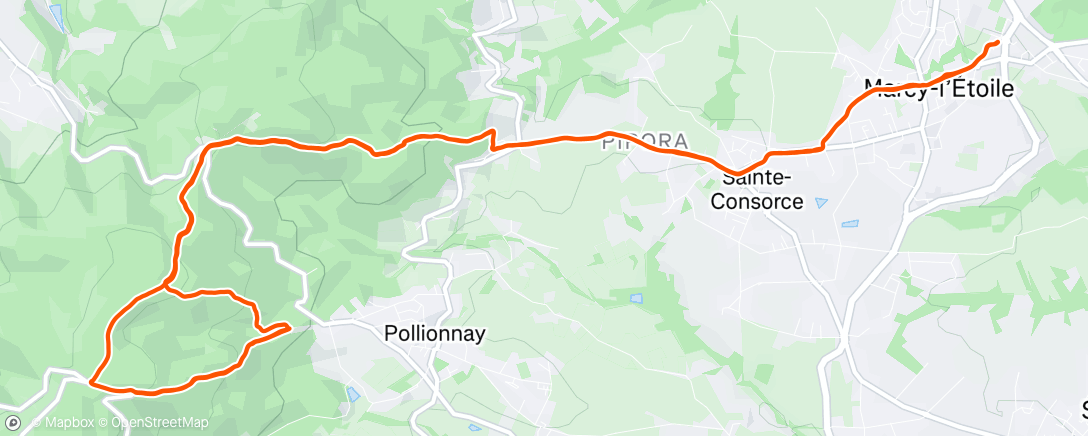 Map of the activity, Doublette run - pause boulot Monts du Lyonnais 🏃🏻⛰️