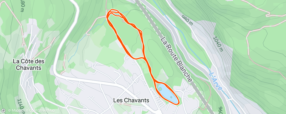 Map of the activity, Afternoon Run