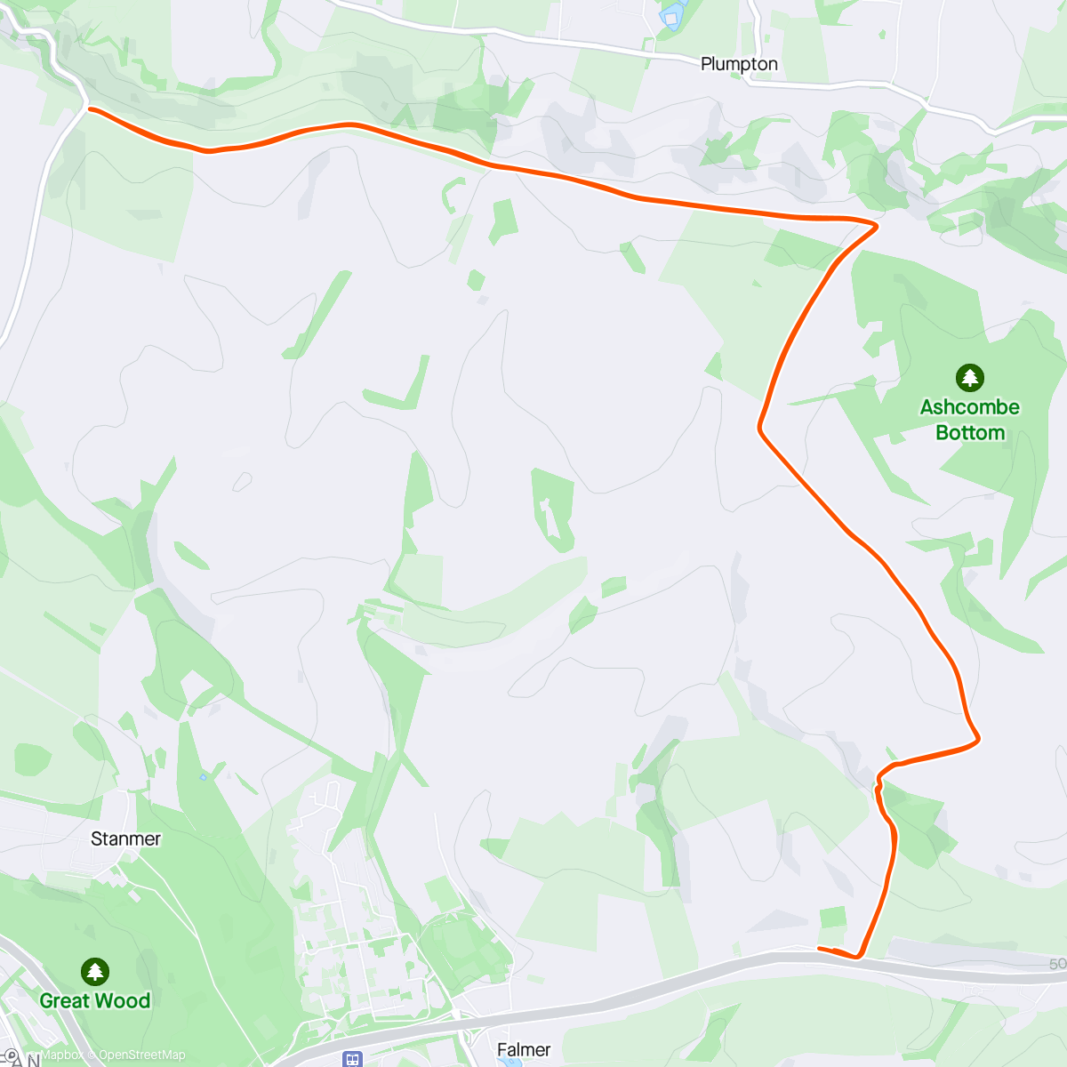 Map of the activity, Lovely late afternoon 16k on The Downs