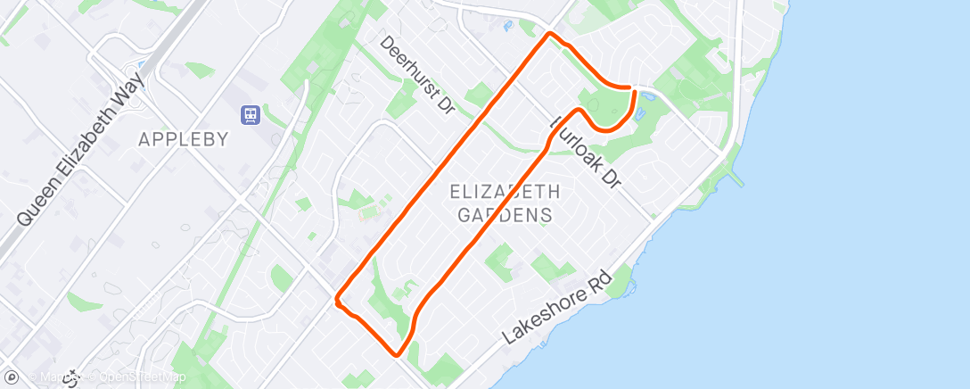 Map of the activity, Evening Walk - Oakville, Ontario ☀️