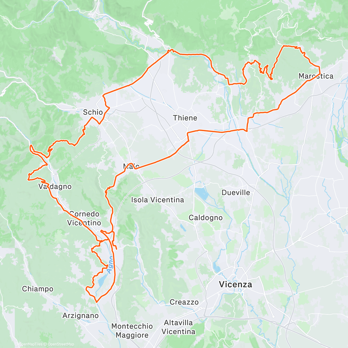 Map of the activity, Ciclismo mattutino