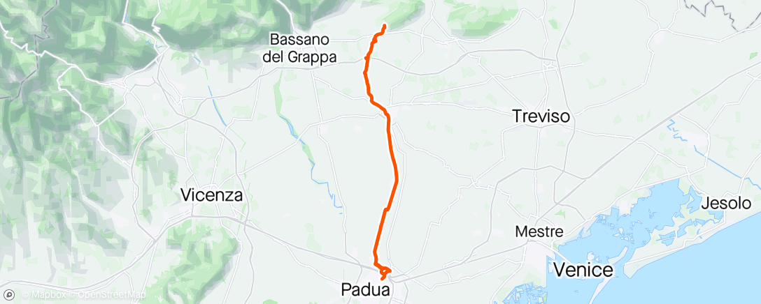 Karte der Aktivität „Padova - Asolo e ritorno”