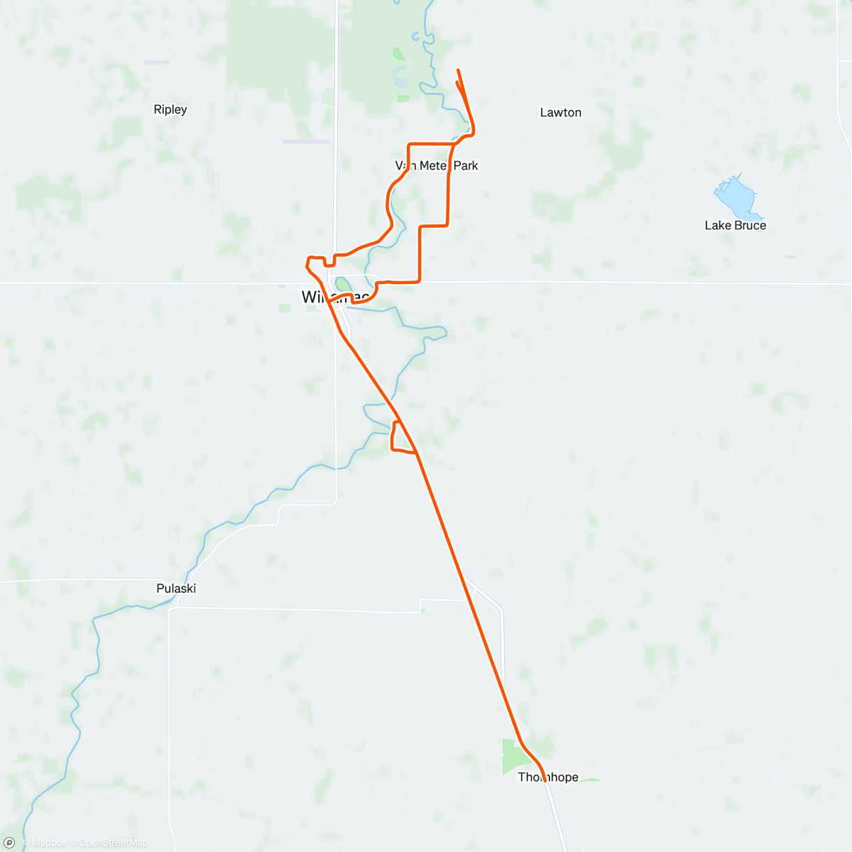 Map of the activity, Moonlight over the Tippy + bike from and  to home