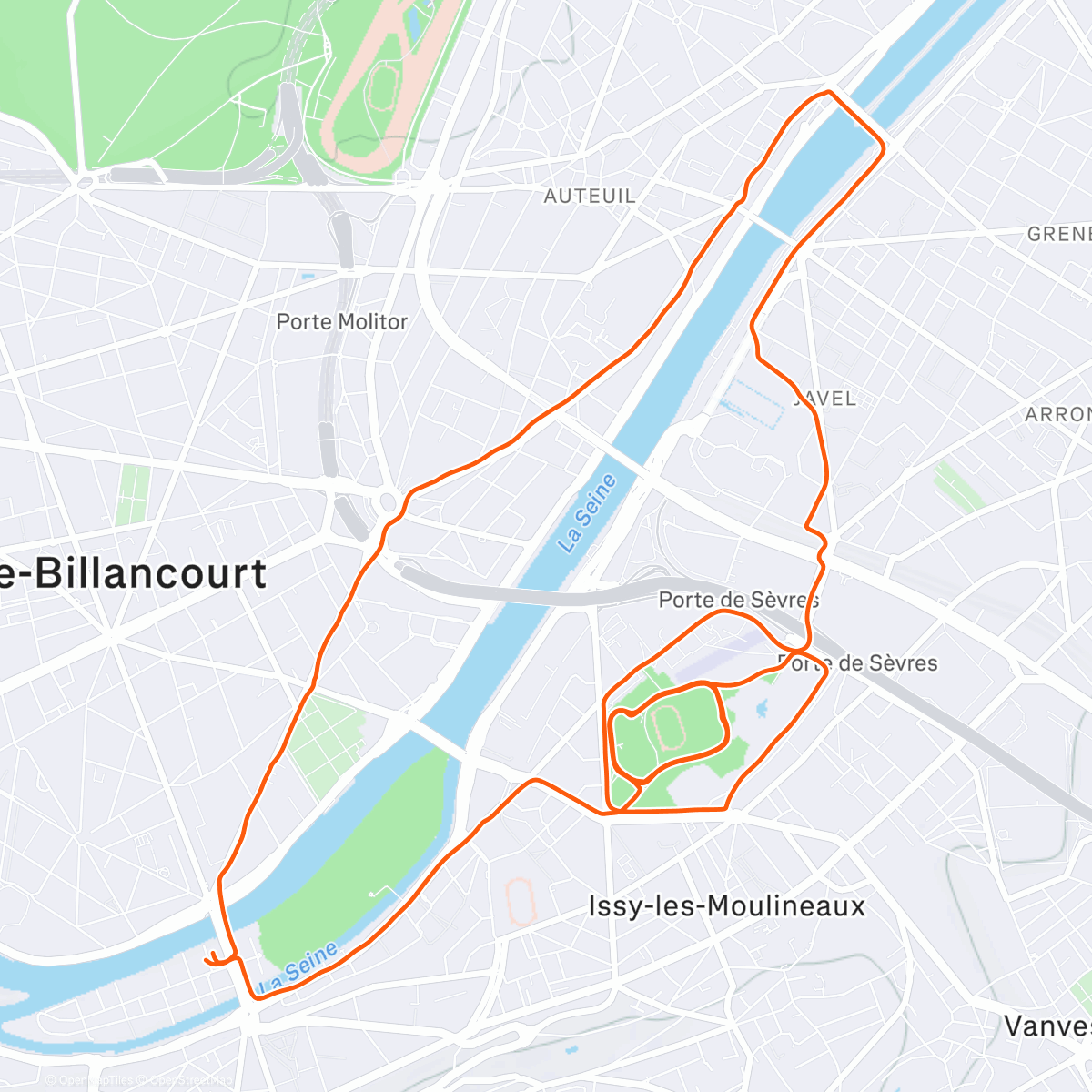 Map of the activity, Entraînement cardio & plantaire Corrida