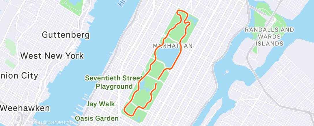 Карта физической активности (Zwift - Park Perimeter Loop in New York)