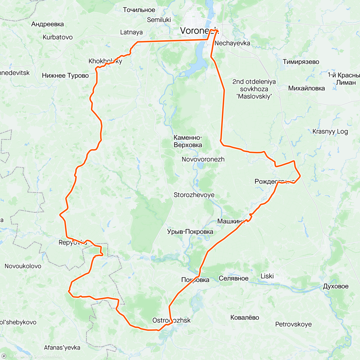 Map of the activity, Бревет "Репьëвский"