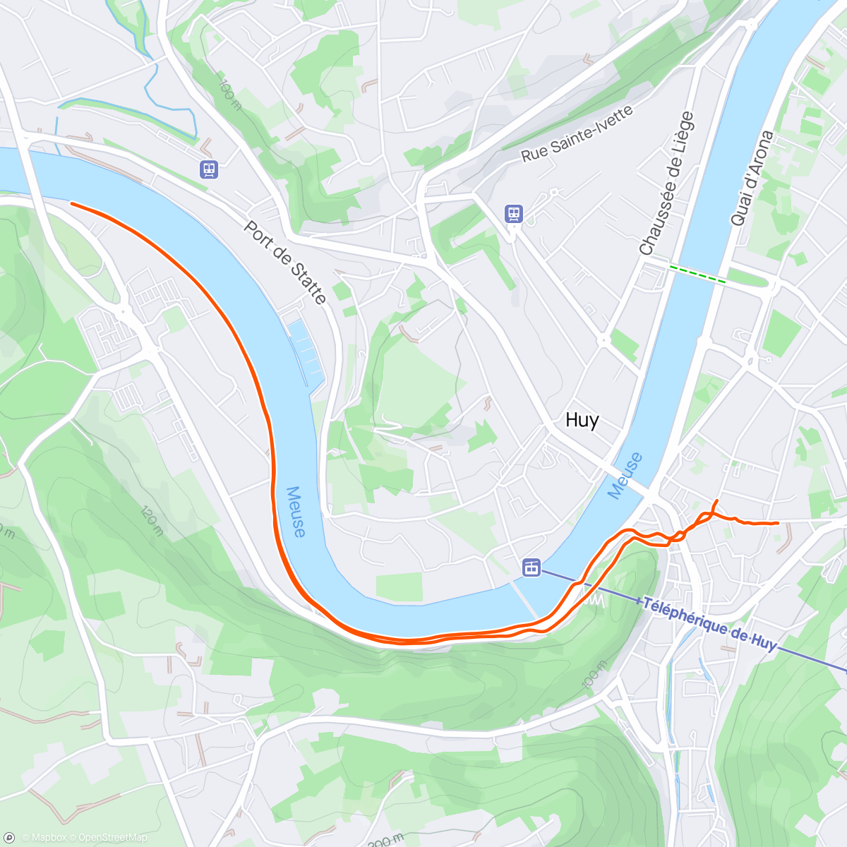 Map of the activity, 1 heure de marche soutenue en bord de Meuse