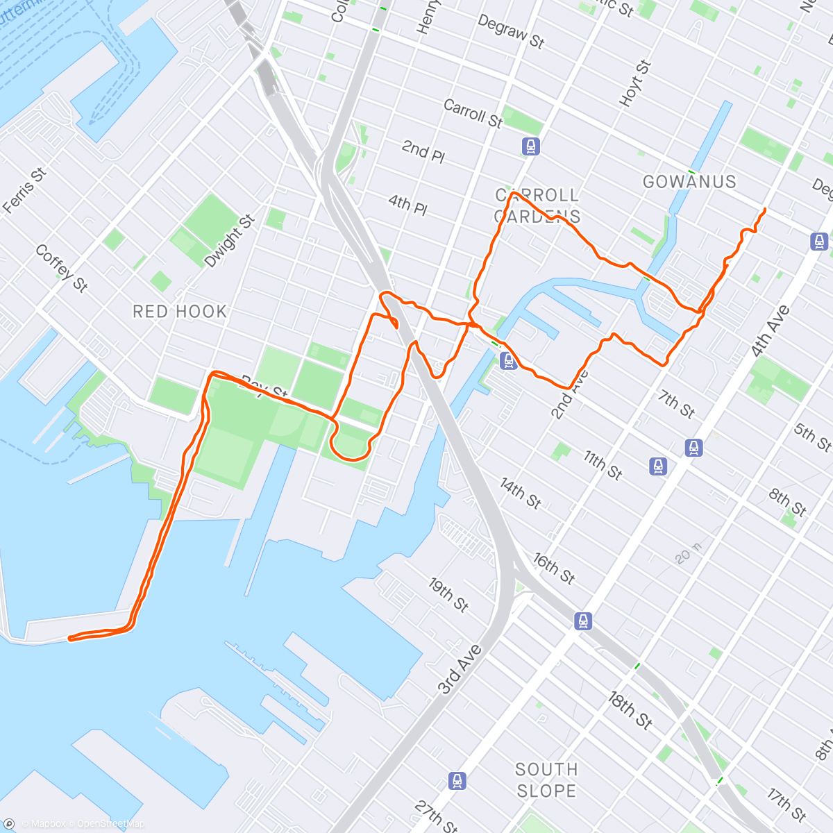 Map of the activity, Tuesday Run