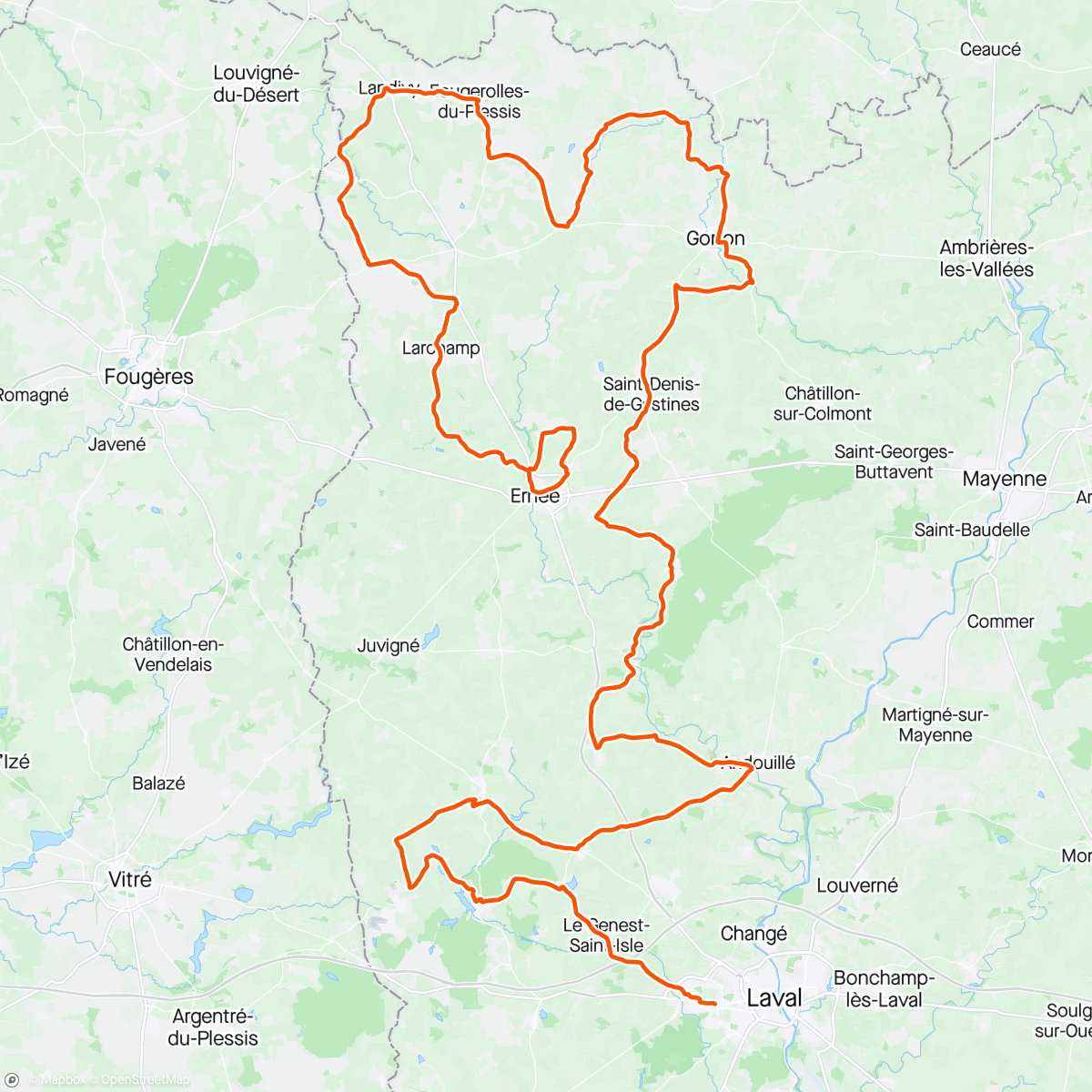 Map of the activity, Boucles de la Mayenne 1