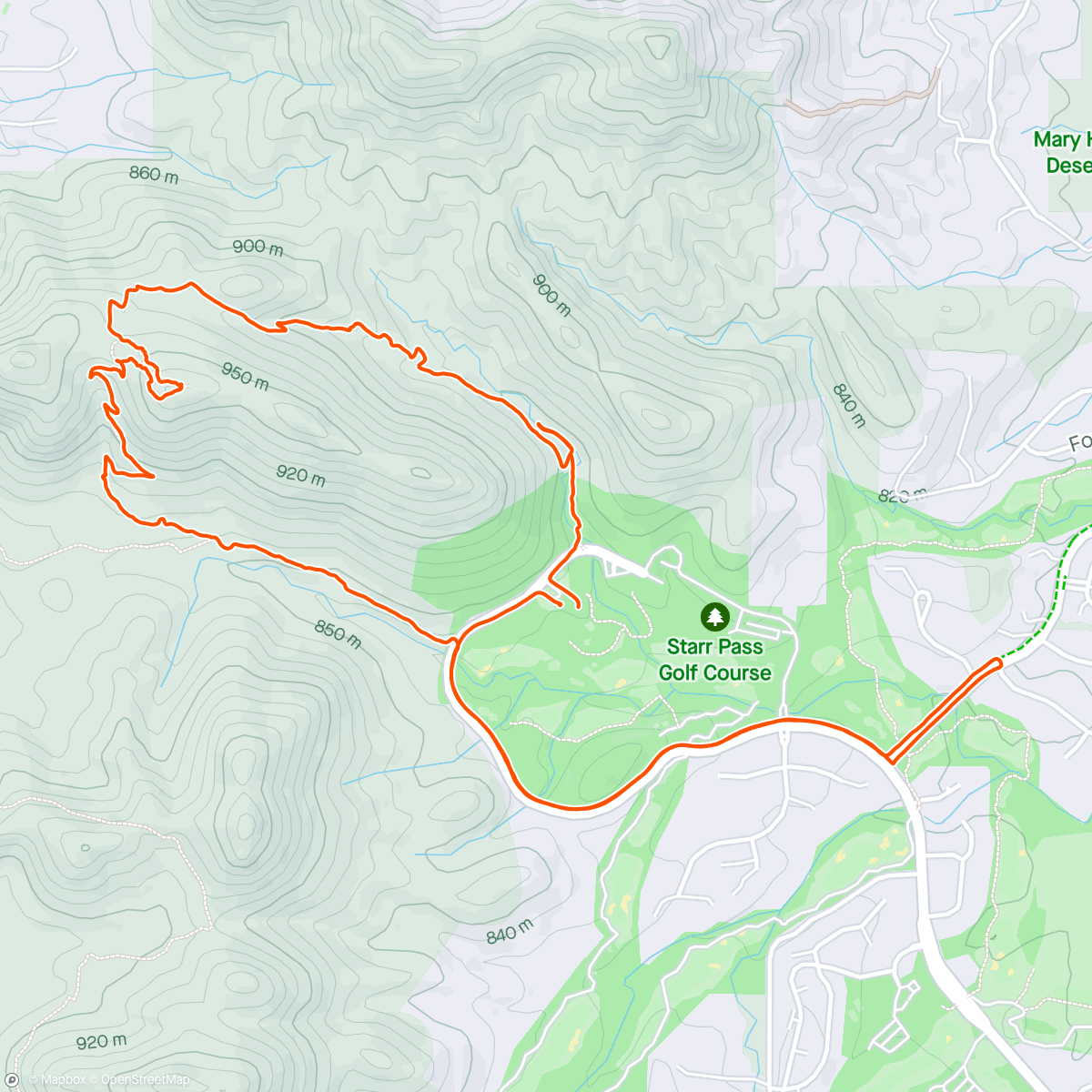 Map of the activity, Trail running