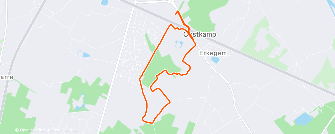 Map of the activity, Middagsessie trailrunning
