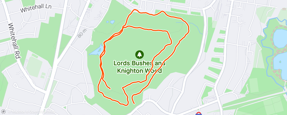 Map of the activity, Knighton Woods Double Loop ACW