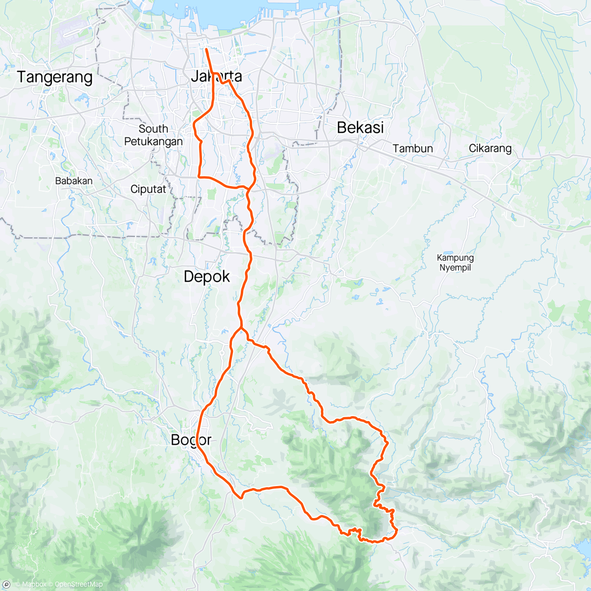 Mapa da atividade, Puncak Dua Ride
