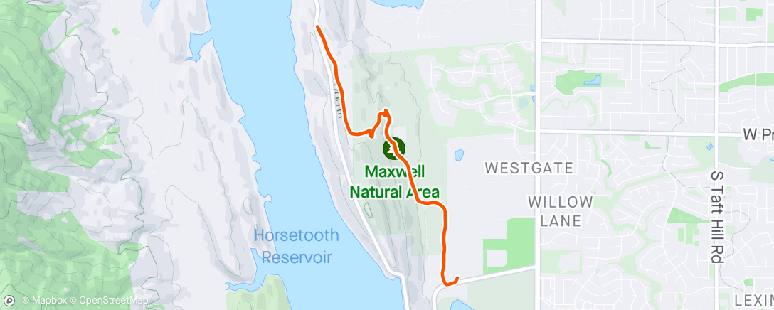 Map of the activity, Fri night Maxwell Run with Trail Sisters