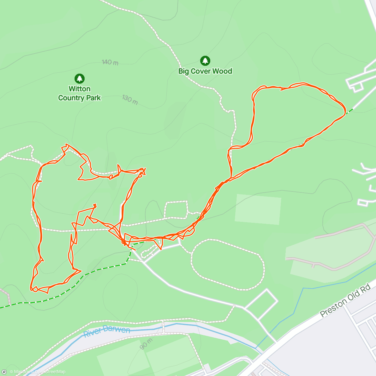 Map of the activity, Witton parkrun - starve phone