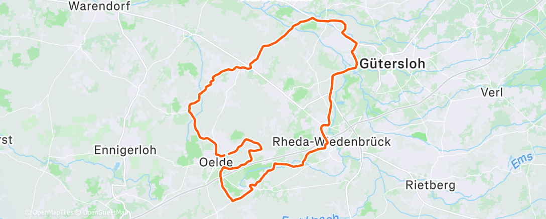Map of the activity, (Very) easy endurance ride
