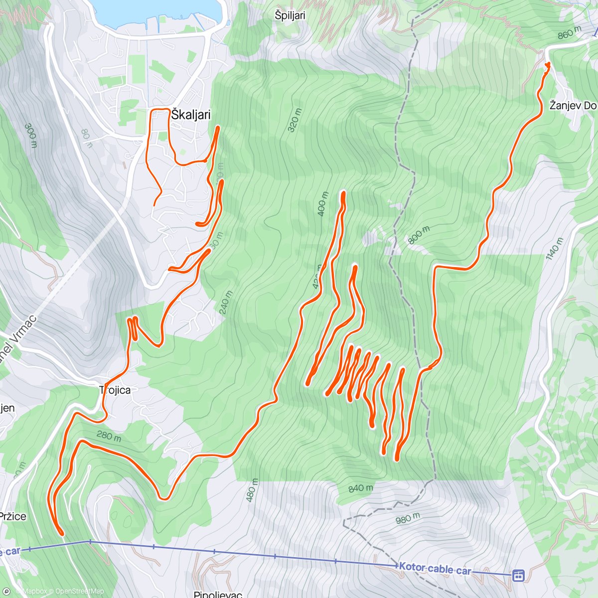 Map of the activity, Serpentyny Kotorskie