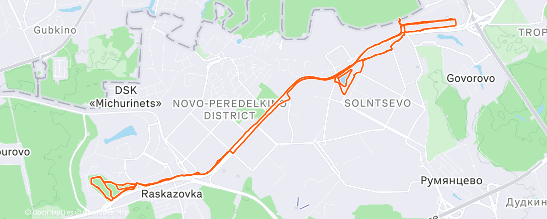 Map of the activity, Утренний забег