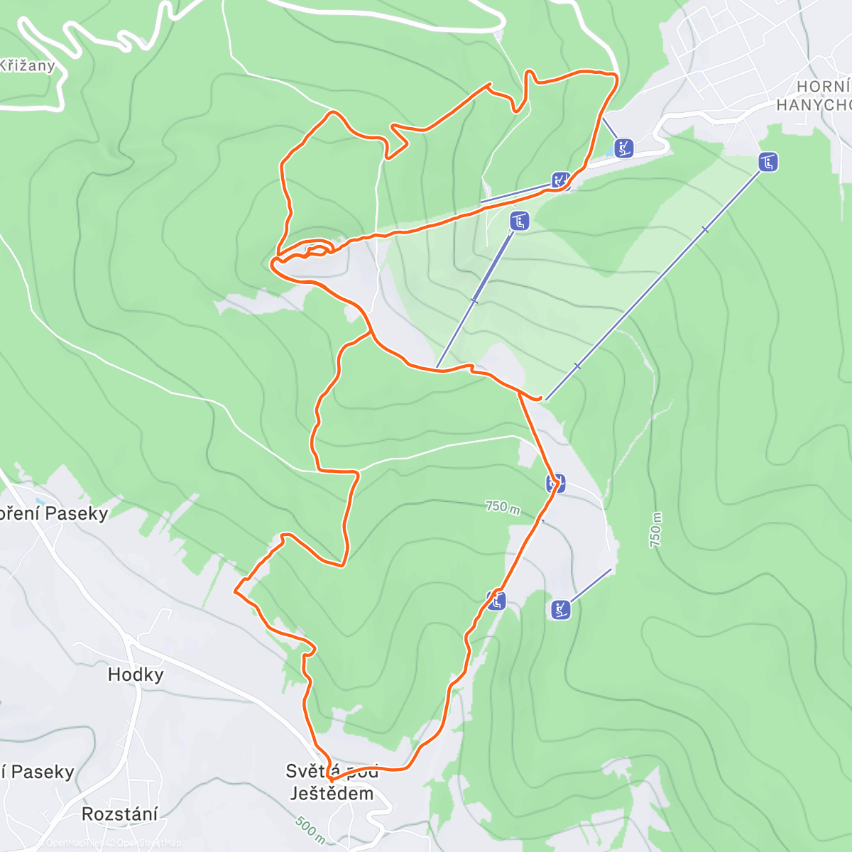 Map of the activity, Bokami Ještědu