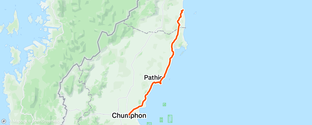 Map of the activity, Thailand: Bang Saphan to Chumphon