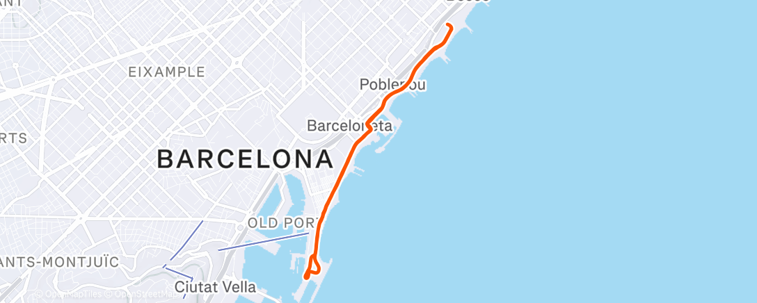 Map of the activity, Afternoon Run