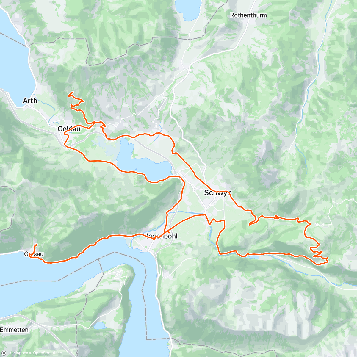 Map of the activity, between Tour de Suisse