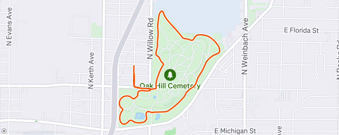 Map of the activity, Afternoon Run