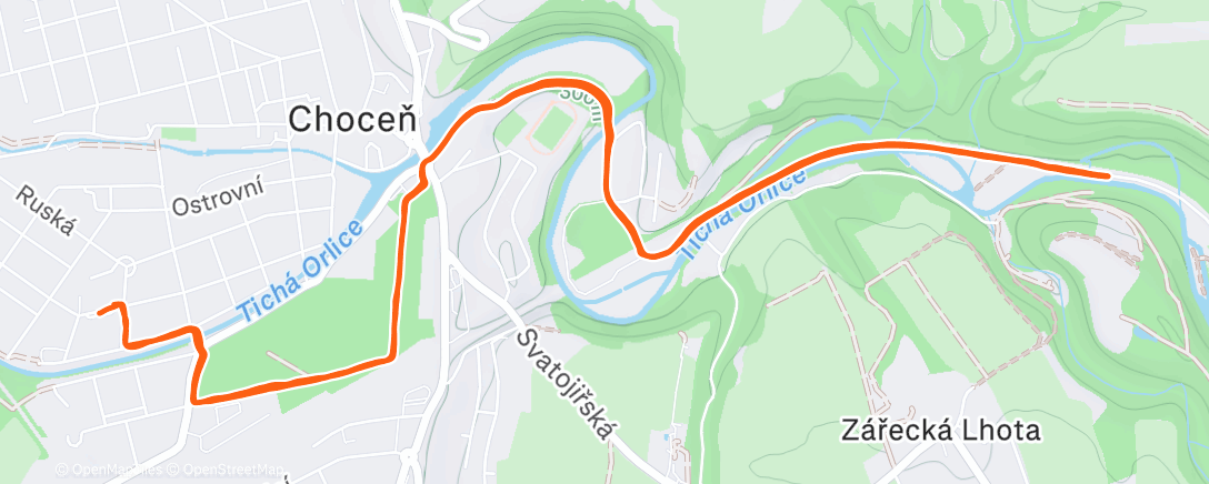 Map of the activity, Jog 40'