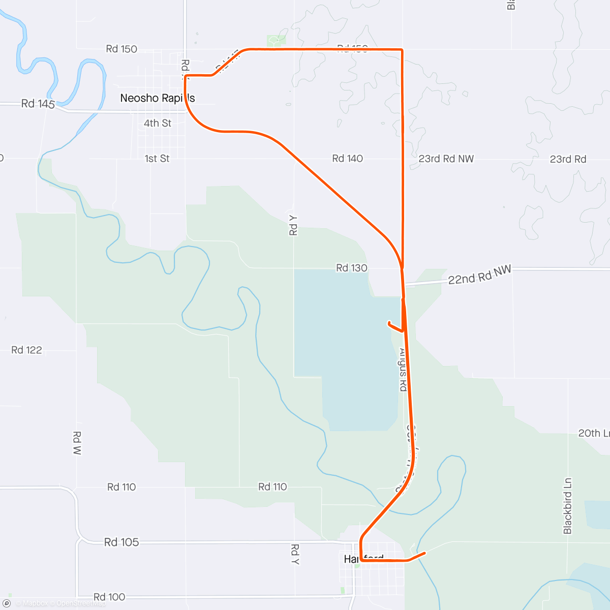 Map of the activity, Hump Day Ride