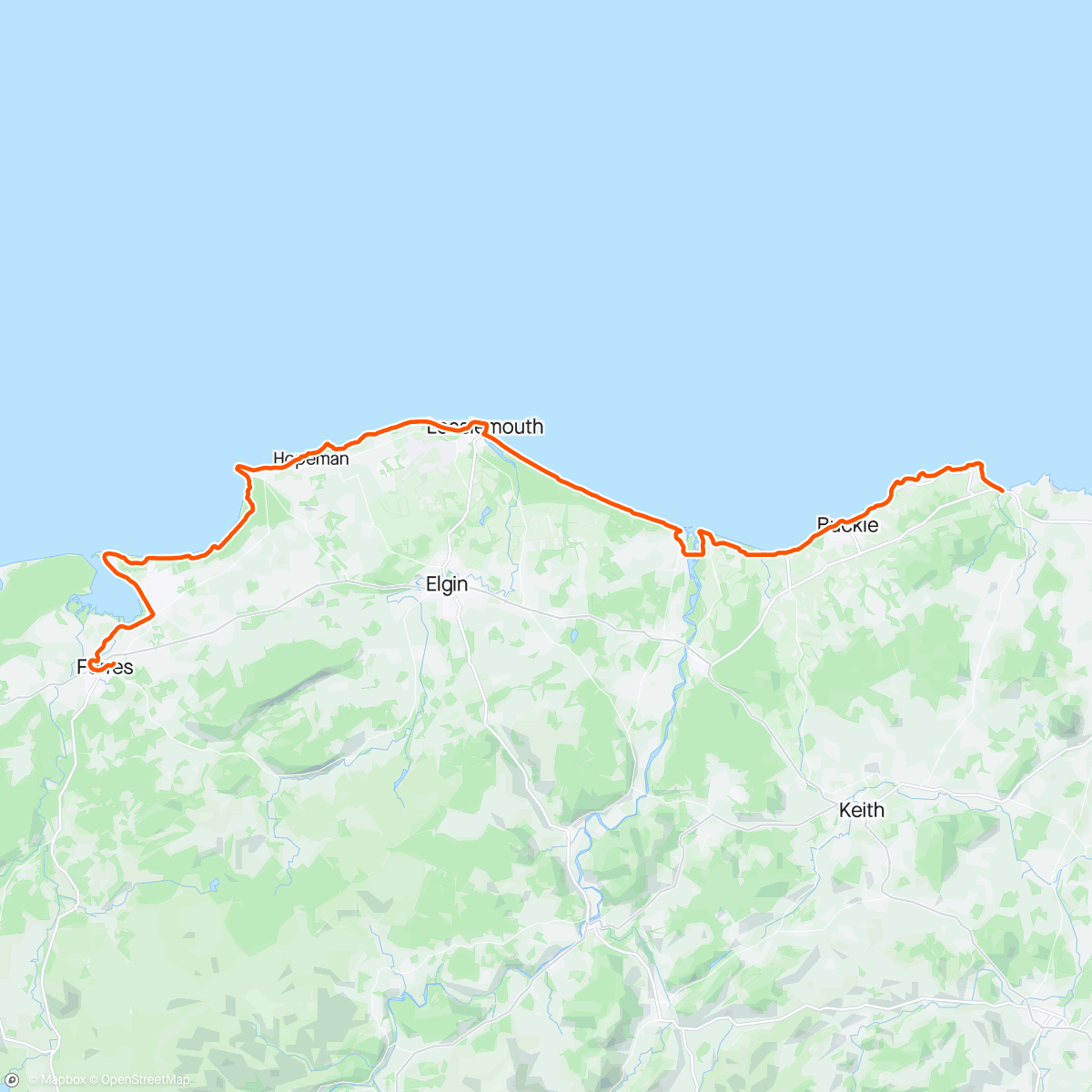 Mapa da atividade, Moray Coastal Trail 50mile 🏃🏼‍♀️⛱️🌊☀️