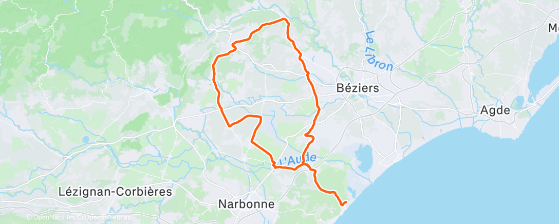 Map of the activity, Sortie vélo le matin