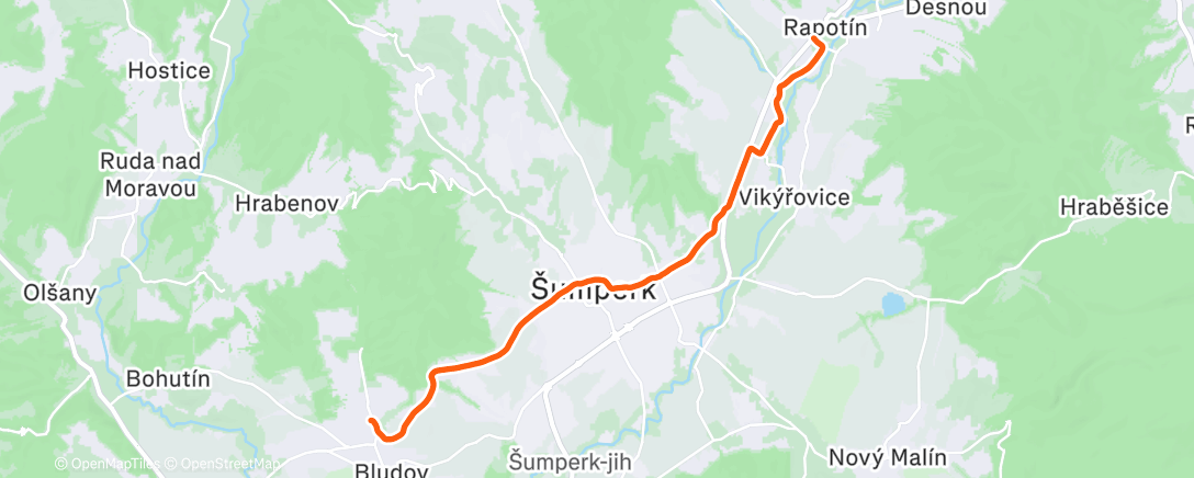 Map of the activity, Evening Run