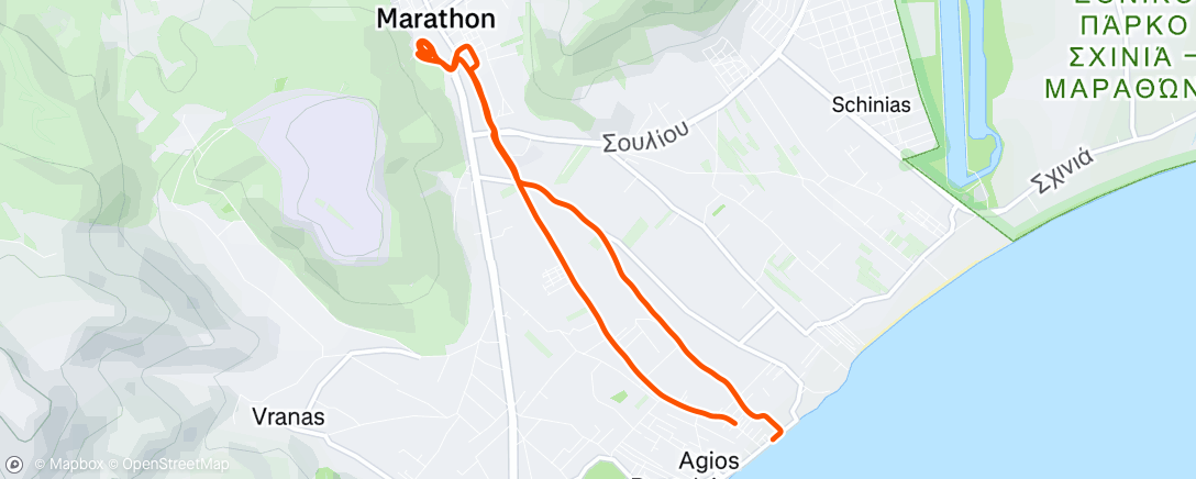 Map of the activity, Run v Marathónu 🇬🇷