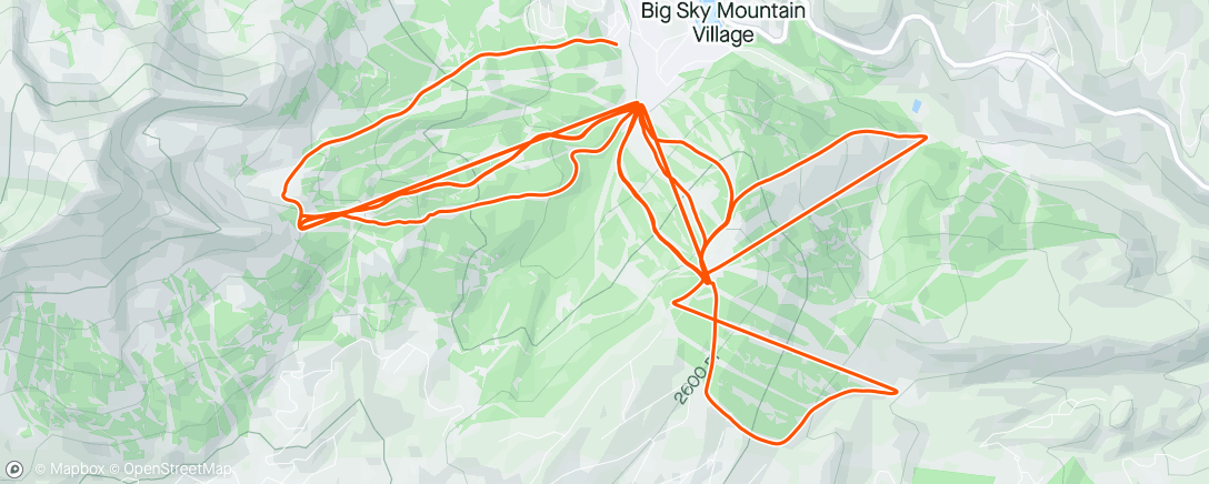 Mapa de la actividad, Slopes - A morning skiing at Big Sky Resort