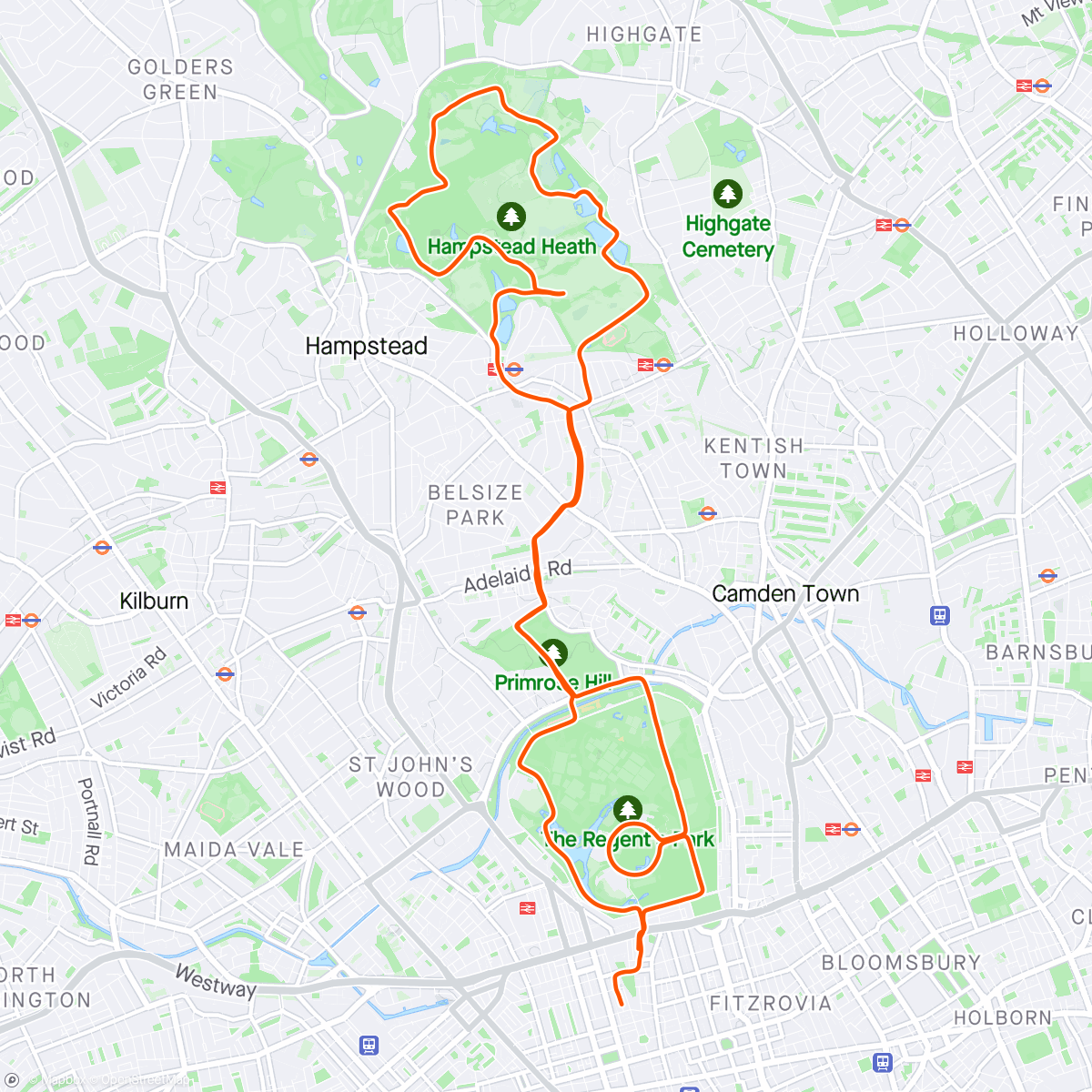 Map of the activity, Tracksmith Sunday 20km Long Run w/ Dave & Eden