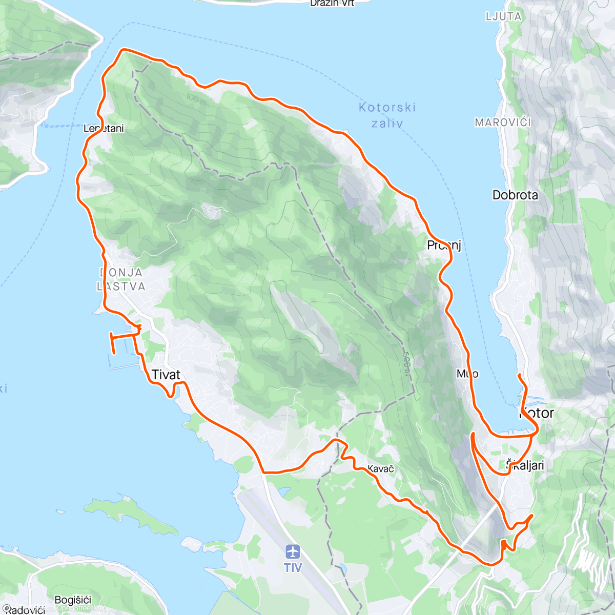 Mapa da atividade, Off-day ride to get some drone pics of the island and to make up for eating like a fatfuck in Dubrovnik