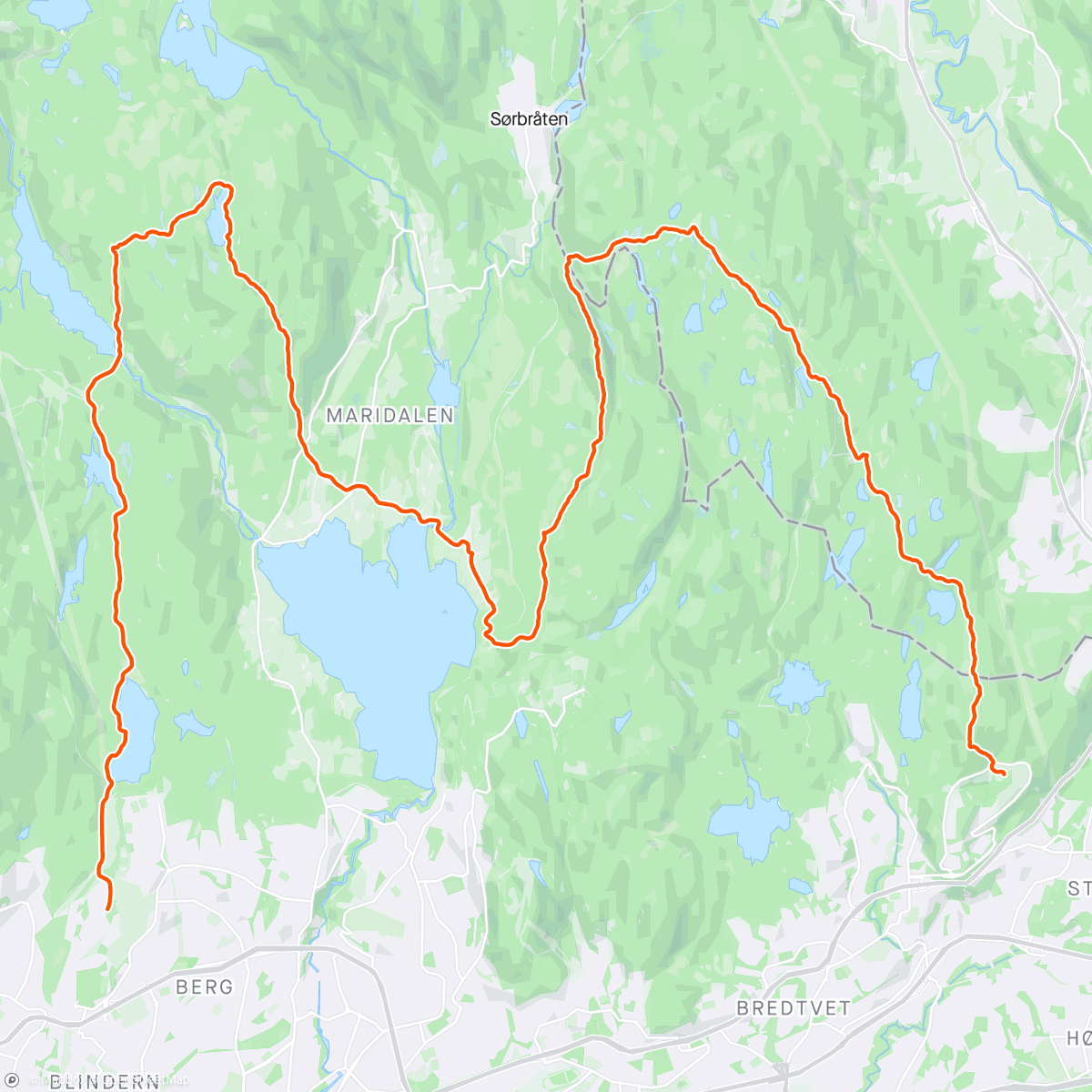 Mapa da atividade, Lunch Trail Run, rolig langkjøring