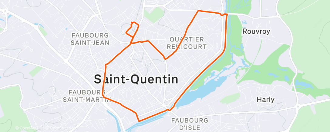 Map of the activity, Course à pied le midi