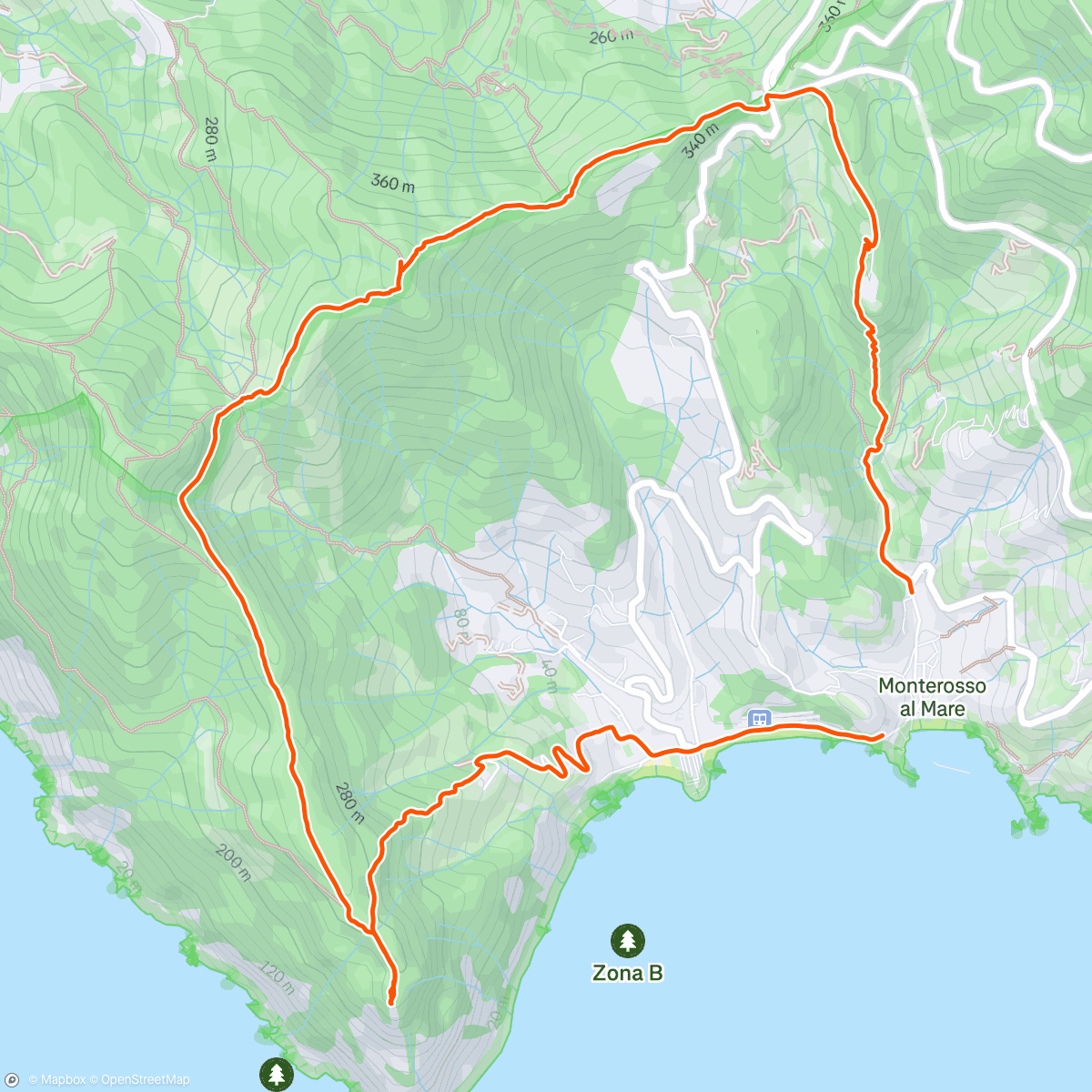 Map of the activity, Monterosso - Maresana - Monterosso