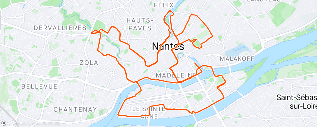 Map of the activity, Marathon de Nantes dernier marathon pour moi 🤩 record battu 🎉🎉🎉💖💖🎊🎊 très content de ma course 🥳🥳🥳