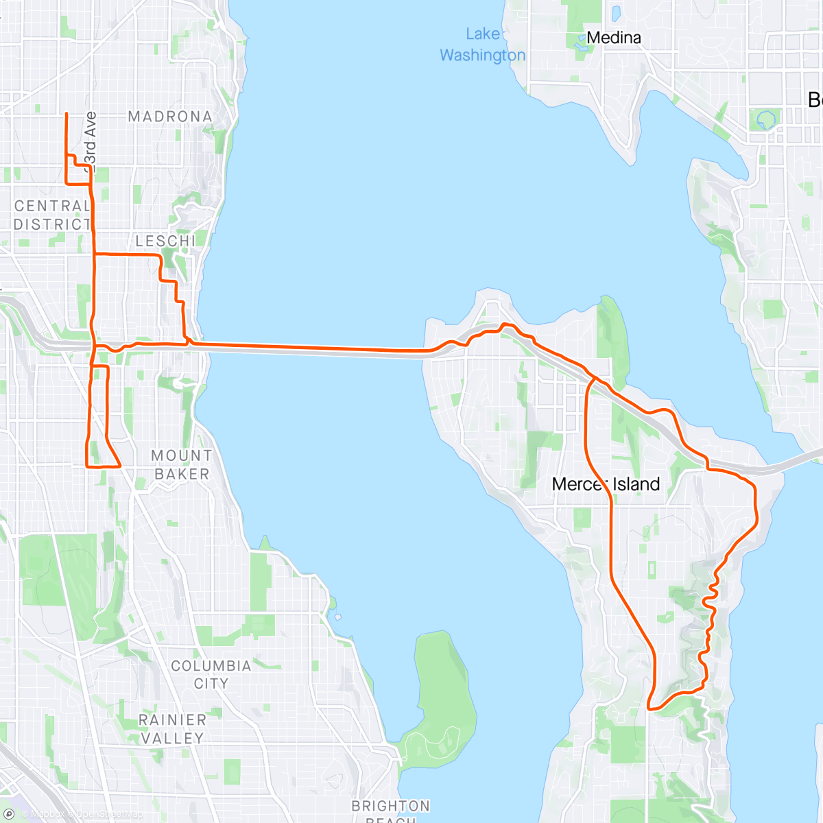 Map of the activity, Mercer Island exploring