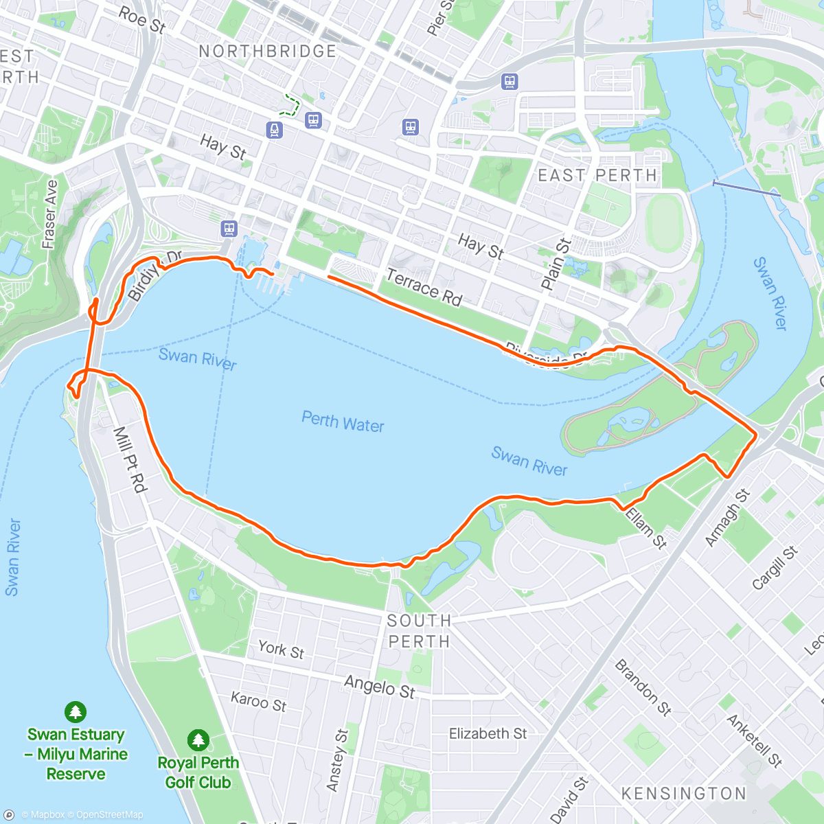 Mapa de la actividad, Perron Institute Bridges Fun Run 10K