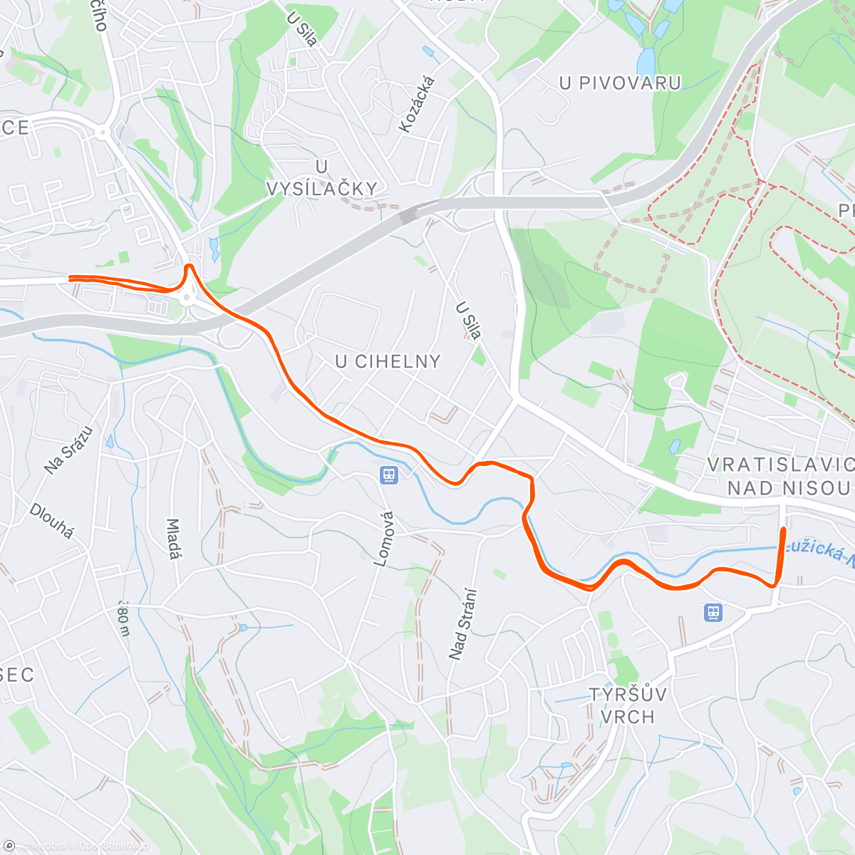 Map of the activity, Vratislavice-6km, volný běh
